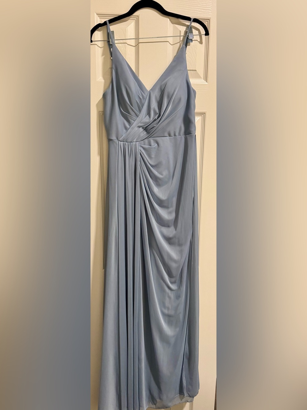 Azazie Dusty Blue Draped Maxi Dress